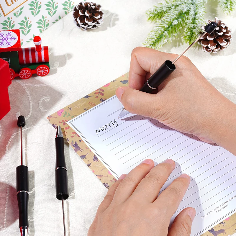 قلم حبر جاف بلاستيكي قابل للخرزة ، قلم خرزة ، حبر أسود ، أقلام مطرزة لصنع بنفسك ، أطفال ، طلاب ، مكاتب ، مستلزمات مدرسية ، هدايا ، 10-