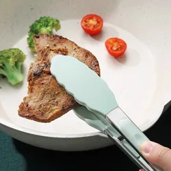 1Pc Silicone Food Tongs Stainless Steel Kitchen Tongs Silicone Non-Slip Cooking Clip Clamp Bbq Salad Tools Grill Kitchen Tools