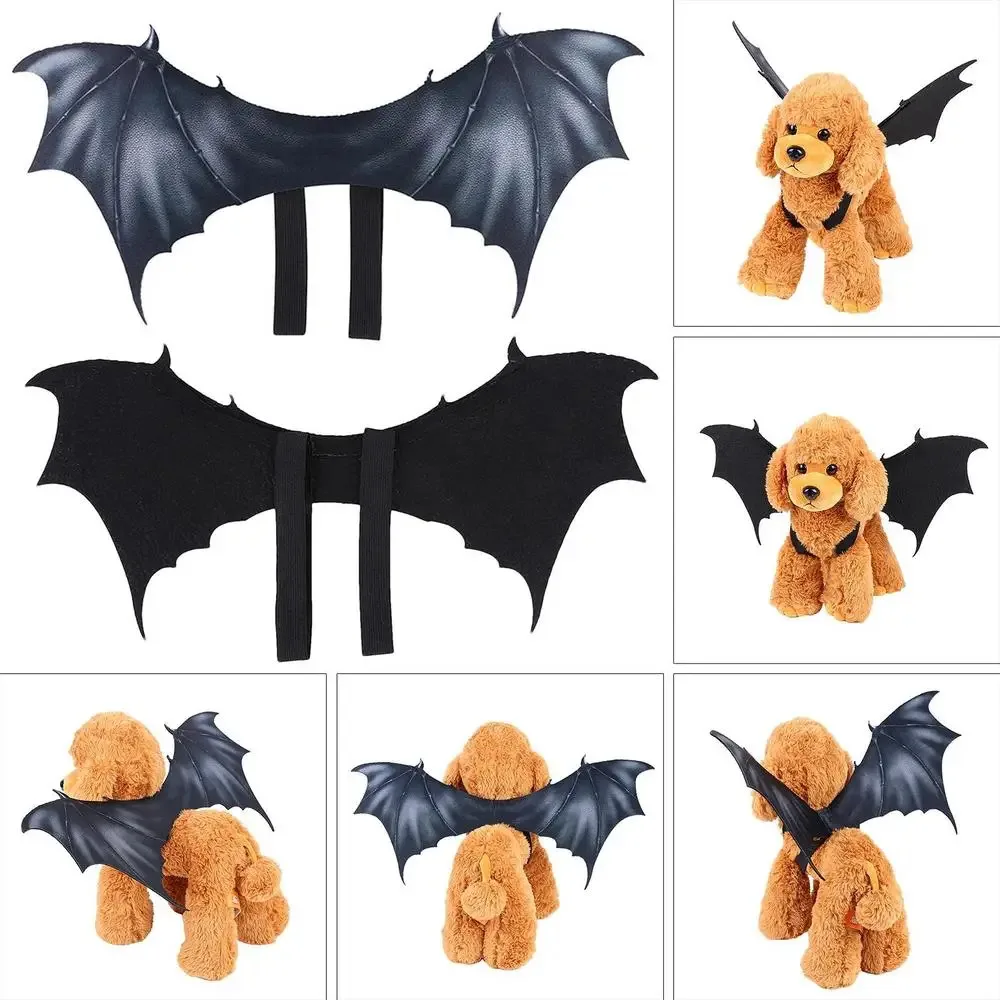 Black Bat Wings Halloween Cute Pet Clothes Cat Costumes Bat Wings Harness Halloween Cosplay Pet Supplies Funny Holiday Costumes