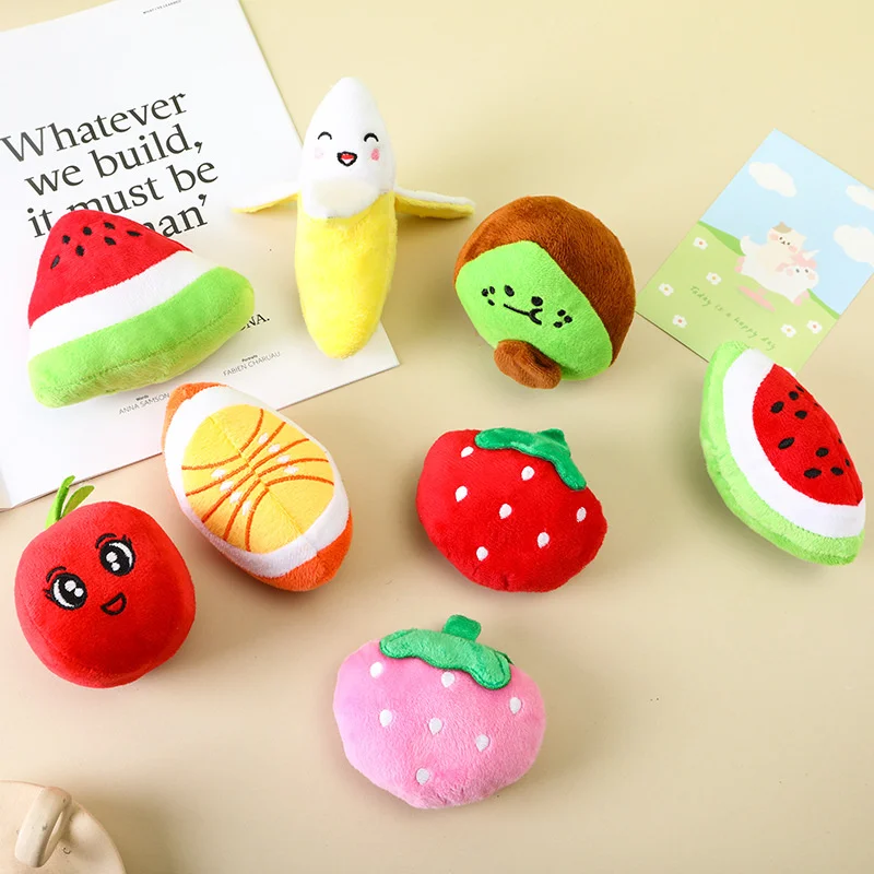 Fruit Pet Plush Toys Dog Teeth Grinding Bite Resistant Vocal Toy Watermelon Apple Avocado Strawberry Educational Relief Supplies