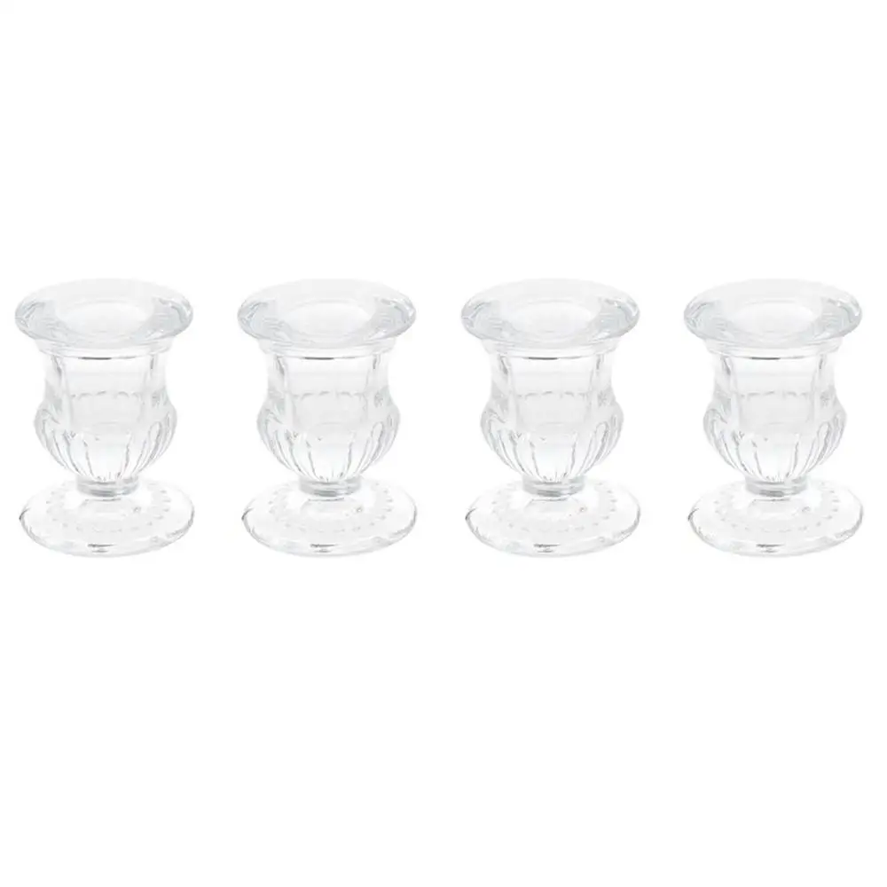 1/4pcs Easy-to-clean Glass Candlestick Holder Clear 6.8/5.8/6 CM Scented Candle Base Vintage Crystal Candle Holder Home