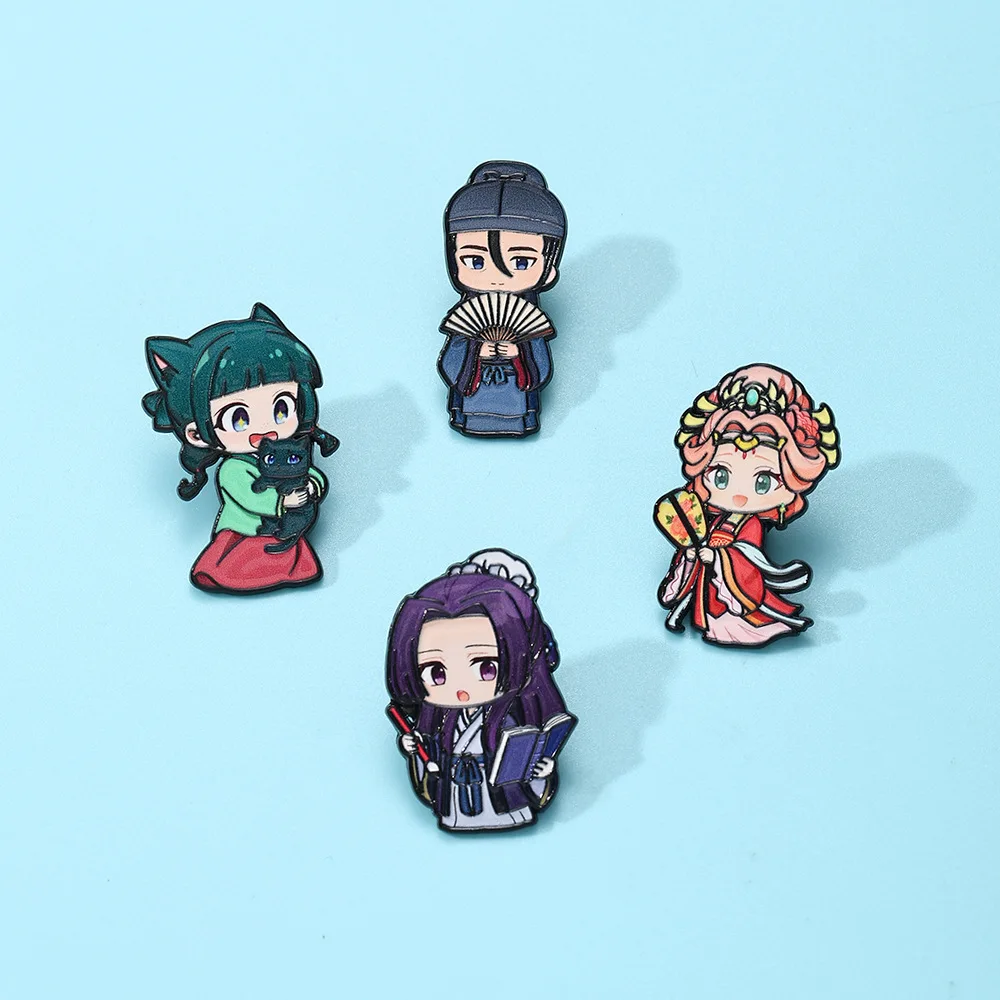 4pcs Cute Girls Enamel Pins Set Anime Characters Brooches for Clothes Fans - the Apothecary Diaries Theme Adult Gift Jewelry