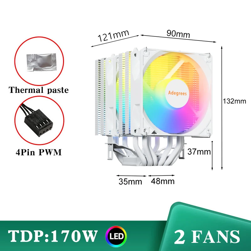 Imagem -02 - Refrigerador de ar do Processador para Intel 4pin Pwm Tubos de Calor Torre do Processador do pc Lga 1700 1200 1150 1151 1155 2011 X79 X99 1366 Am5