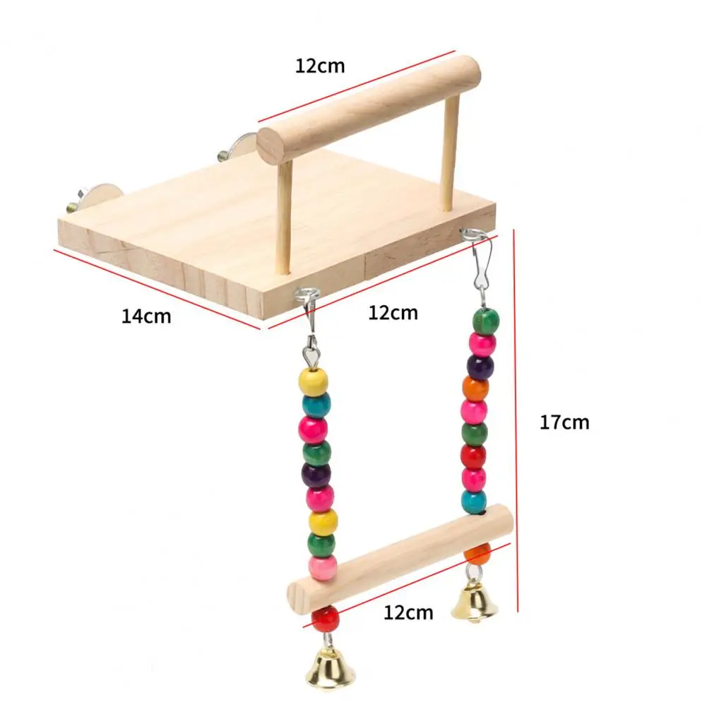 Safe Parrots Swing Toy Leisure Toys Easy Installation Wear-resistant Parrot Stand Hanging Swing  Parrot Toy Colorful Beads