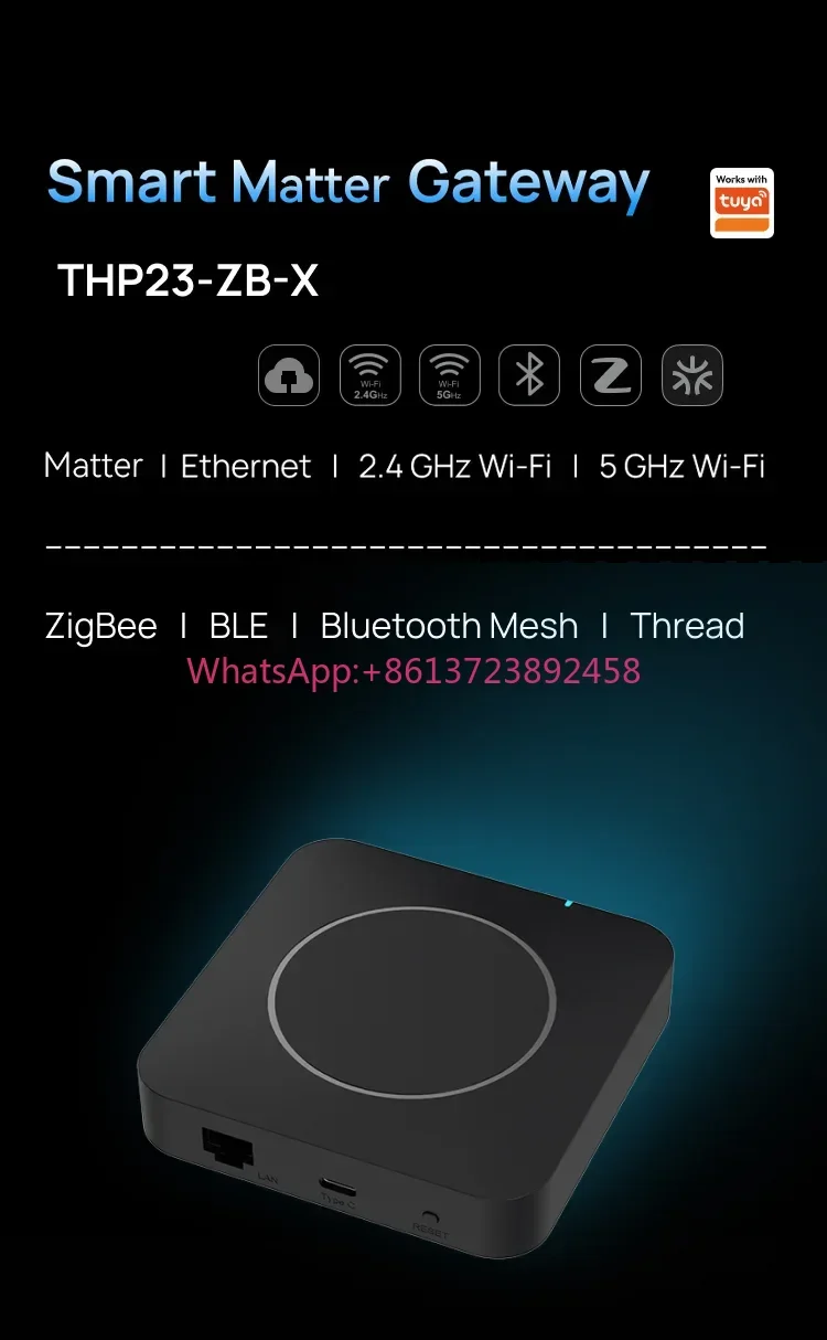 Многоплатформенный контроллер Tuya Smart Home Automation Zigbee Matter Gateway Hub с управлением через приложение, совместимость с Home Kit, модель THP23-ZB-X