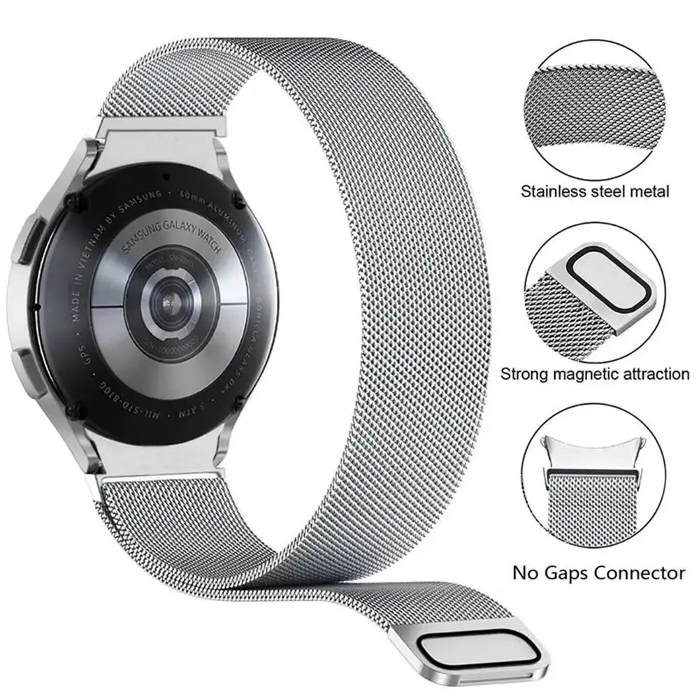 Correa de 20mm para Samsung Galaxy Watch 6/5/4/Classic 47mm 43mm 40mm 44mm, pulsera Milanese Loop, correa Galaxy Watch 5 pro 45mm