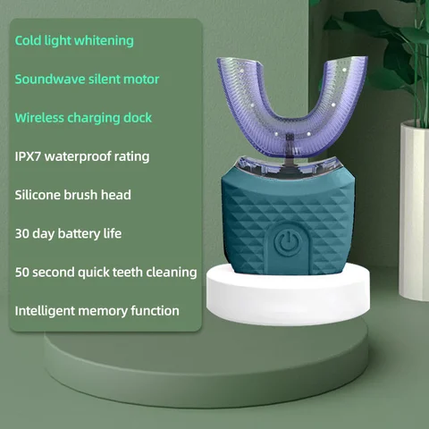 Adult Electric Toothbrush With 360° Sonic Cleaning, Nylon Bristles, IPX7 Waterproof Rating, Long Battery Life, Teeth Whitening, Tongue Cleaning.