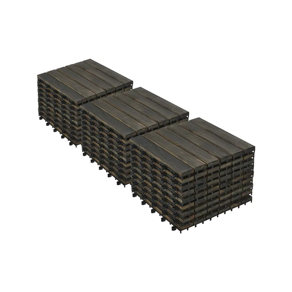 

30 PCS Interlocking Deck Tiles, Acacia Wood Patio Flooring, Waterproof Outdoor Floor All Weather Use, Patio Floor Decking Tiles