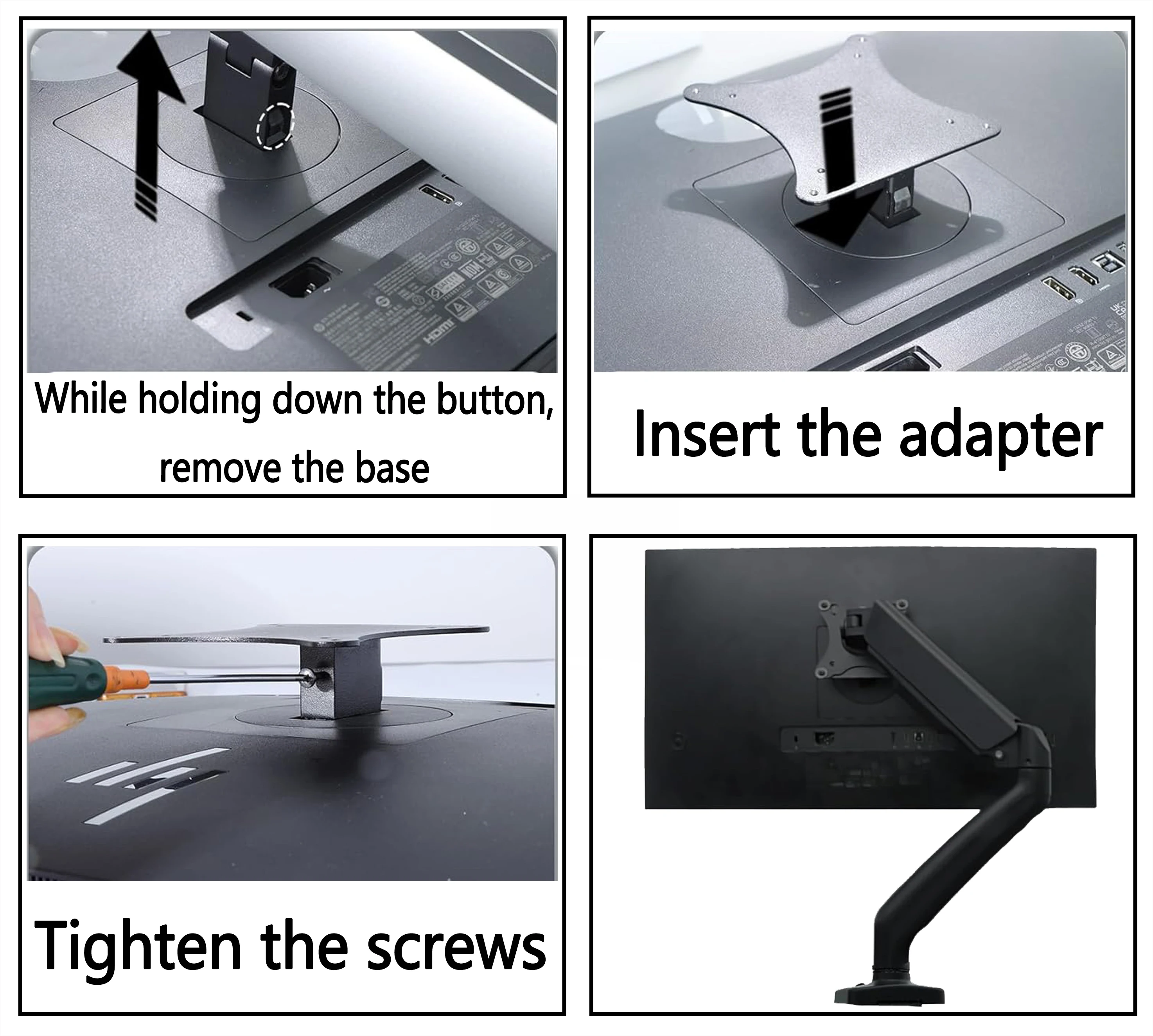 

VESA Wall Mount Adapter for HP E-Series G5 Monitors E24q E24u E24t E27 E27u E27k E32k Bracket Mounts to Stand / Arm