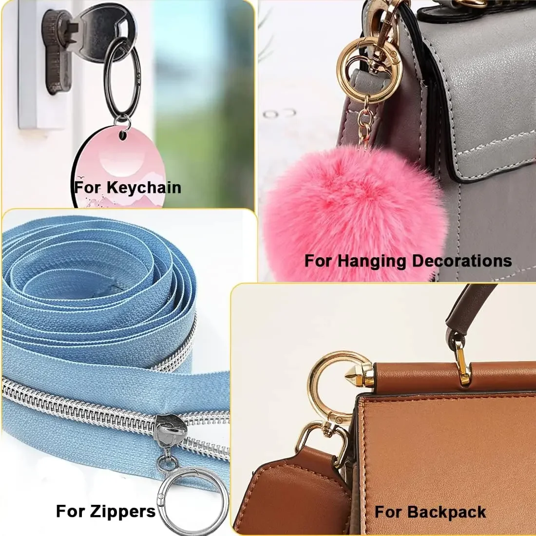 10 buah pegas logam gerbang O tas cincin gesper logam gesper Carabiner Snap Hook musim semi Keyring DIY tas aksesori perhiasan bagasi