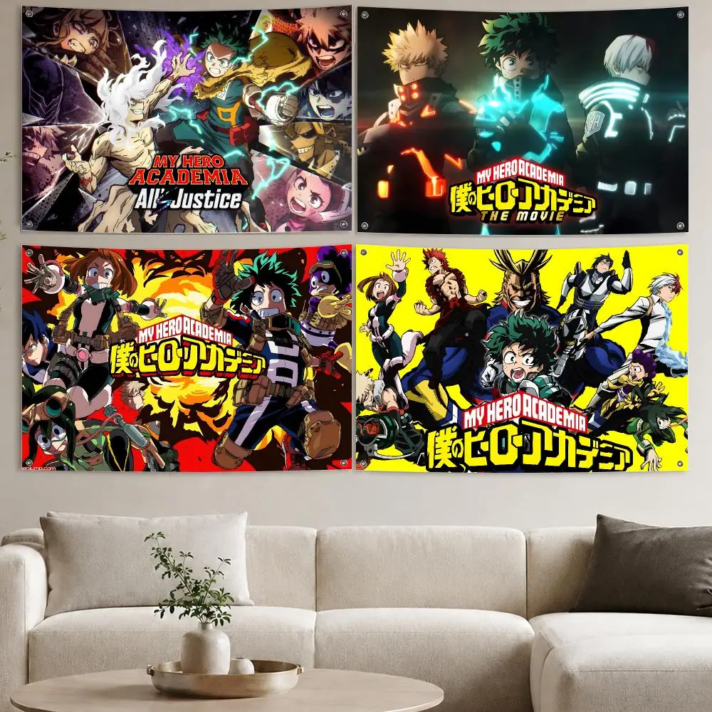 My Hero Academy Bakugou Katsuki American Flags Aesthetic Wall Tapestry Printed Wall Hanging Living Room Party Outdoor Decor