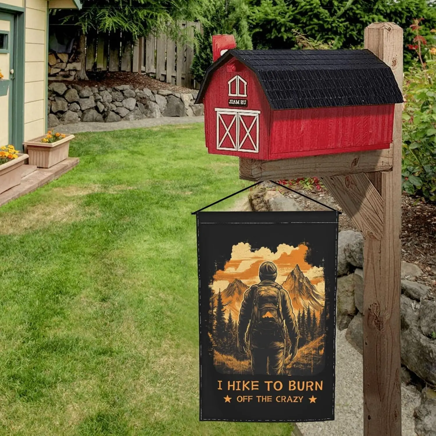 I Hike to Burn Off The Crazy Bright & Bold 12x18 Inch Double Sided Garden Flag, Ideal for Your Yard & Outdoor Decora LLX PPM