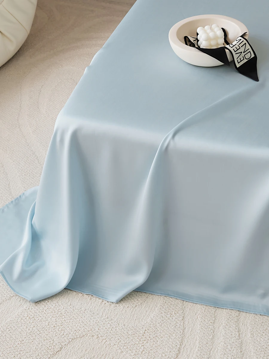  Pure Color Silk Smooth  Bed Sheet Single Piece Spring Summer Skin-friendly Cool Feeling Ice Silk Naked Sleep