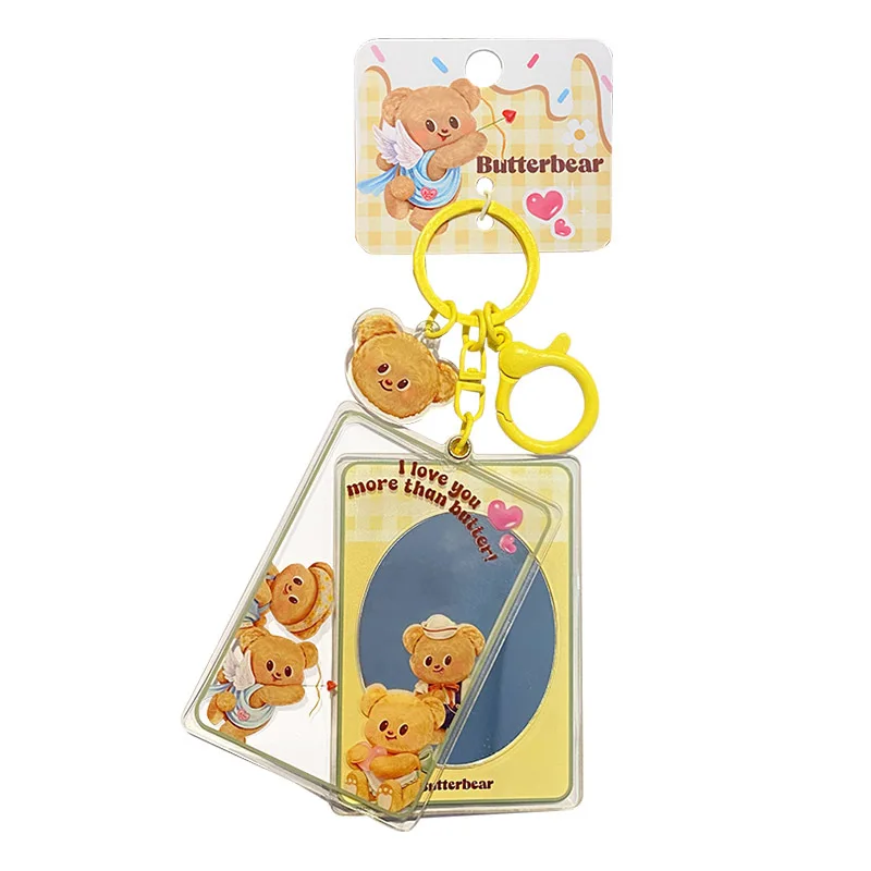Cartoon Portable Carry-on Butter Bear Mirror Keychain Cute Angel