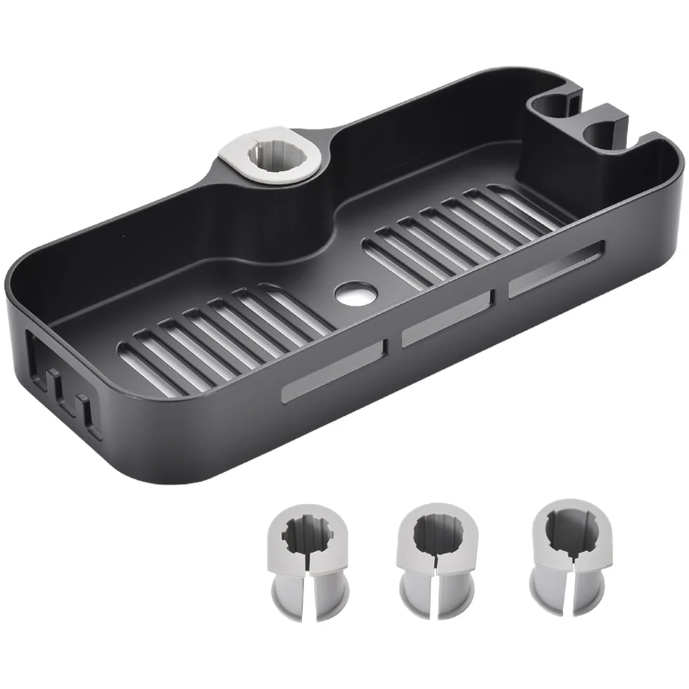 1 Piece Matte Black Square Soap Dish No Drill Shower Organizer For 22mm 24mm 25mm Rods ABS Bathroom Shelf Holder Storage Rack