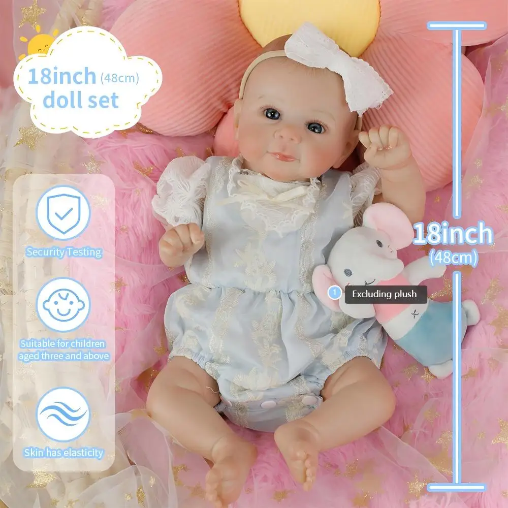 

18inch Finished Reborn Baby Doll Girl Juliette Full Soft Silicone Vinyl Body 3D Skin Multiple Layers with Visible Veins Art Doll