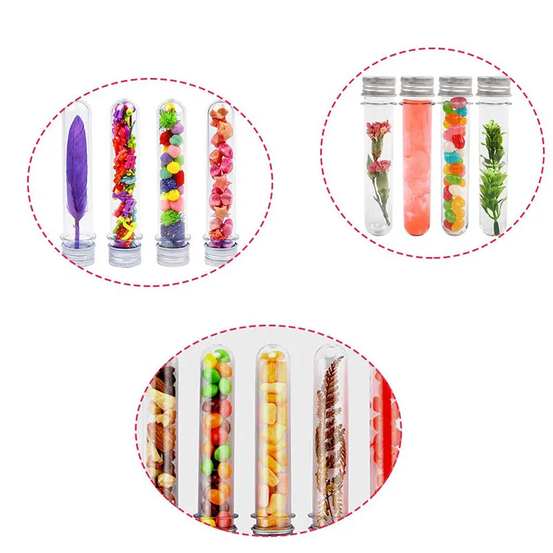 6Pcs Plastic Clear Test Tubes With Screw Caps Candy Cosmetic Travel Lotion Containers 40ml