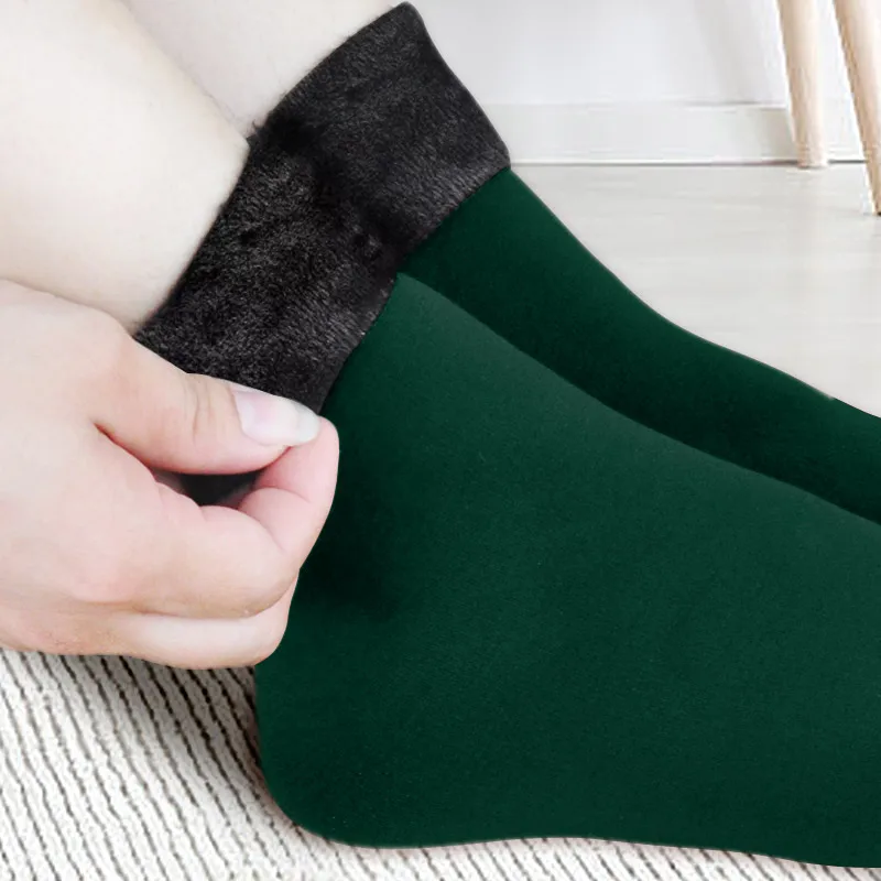 New Velvet Women Winter Warm Thicken Thermal Socks Soft Casual Solid Color Sock Wool Cashmere Home Snow Boots Floor Sock 1Pairs