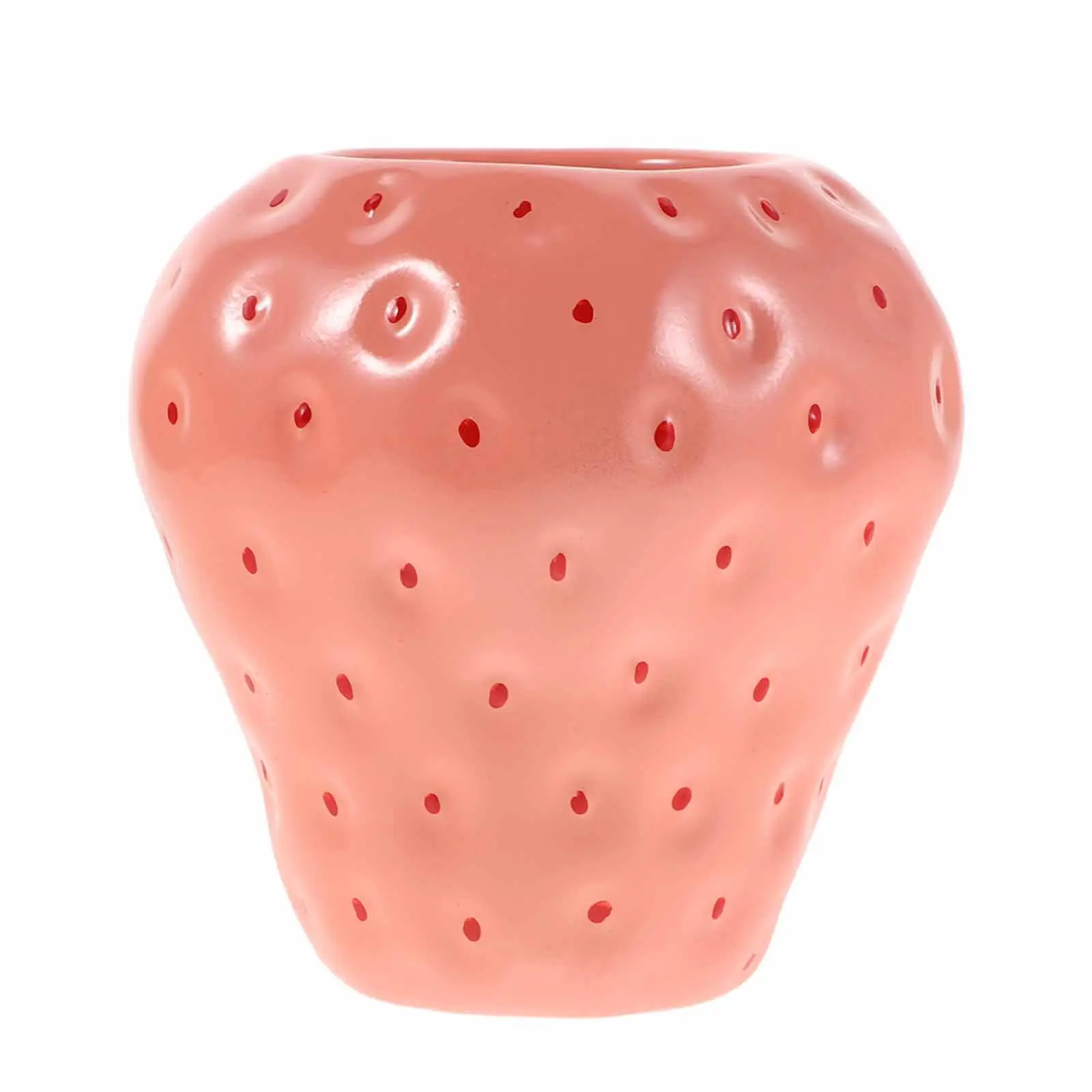 Strawberry Vase Pink Resin Small Decorative Vase for Floral Arranging Dried Flowers Propagation Kitchen Living Room Bookshelf
