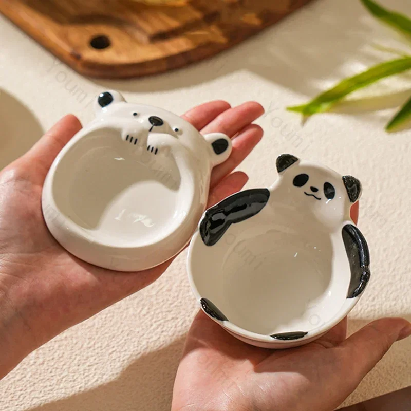 

Cute Cartoon Ceramic Bowls Home Delicious Hot Pot Small Dish High End Restaurant Dessert and Snack Plate Exquisite Tableware