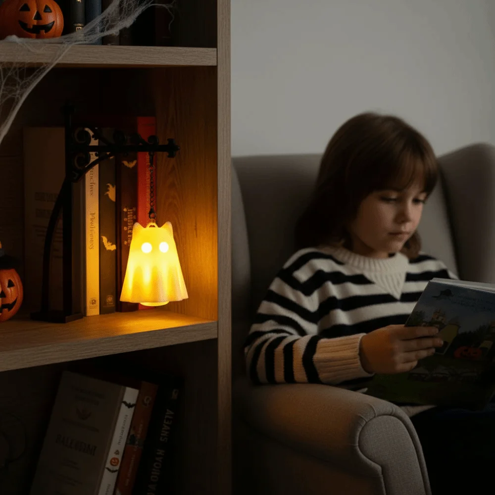 LED Light Bookshelf Insert Light Multi Styles Lightweight Halloween Ghost Lamp Vintage Style Hook Design Insert Bookmark Light