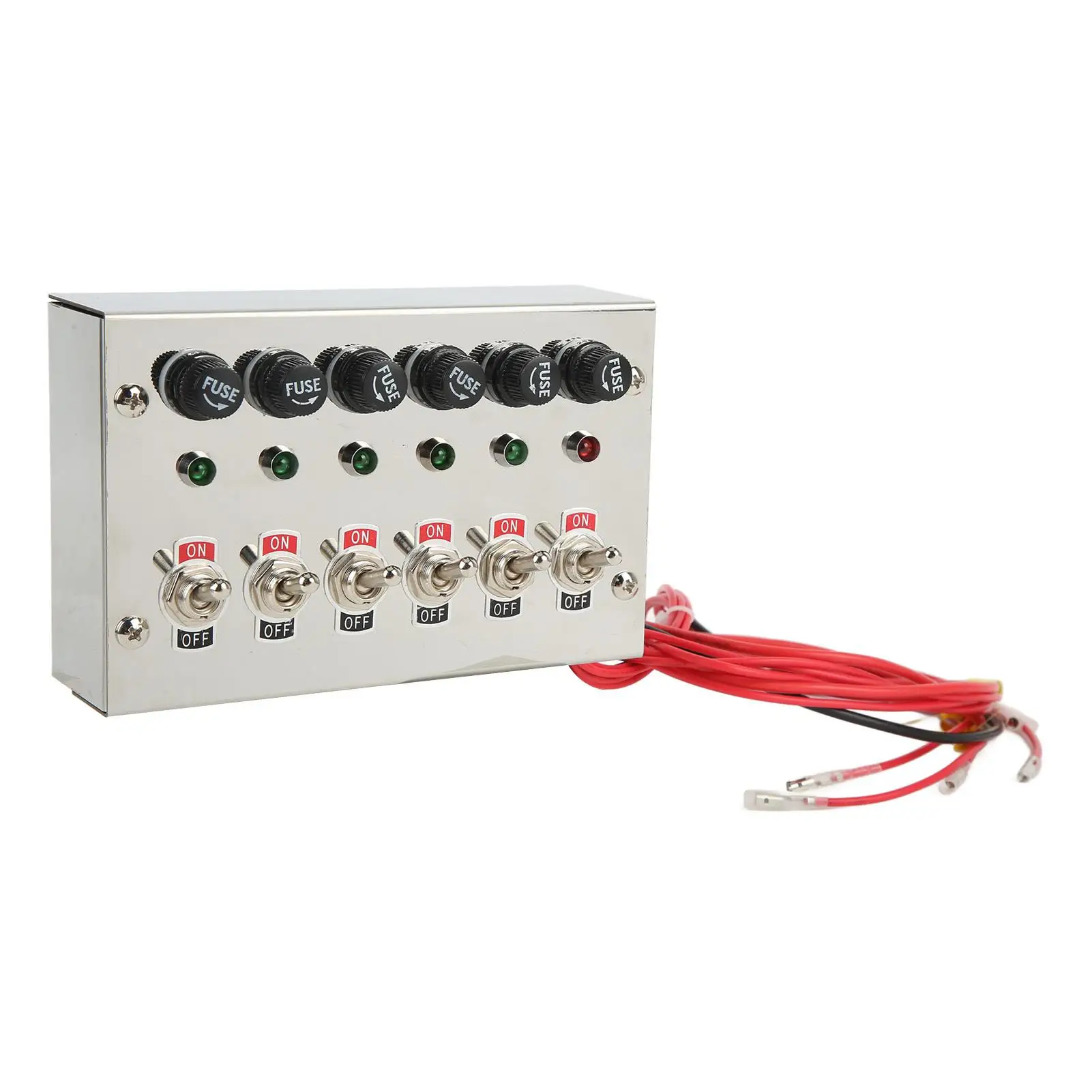 Pre Wired ON Off Switch Panel Rustproof 6 Gang Switch Panel DC12V 24V 15A for racing Cars RVs Trucks