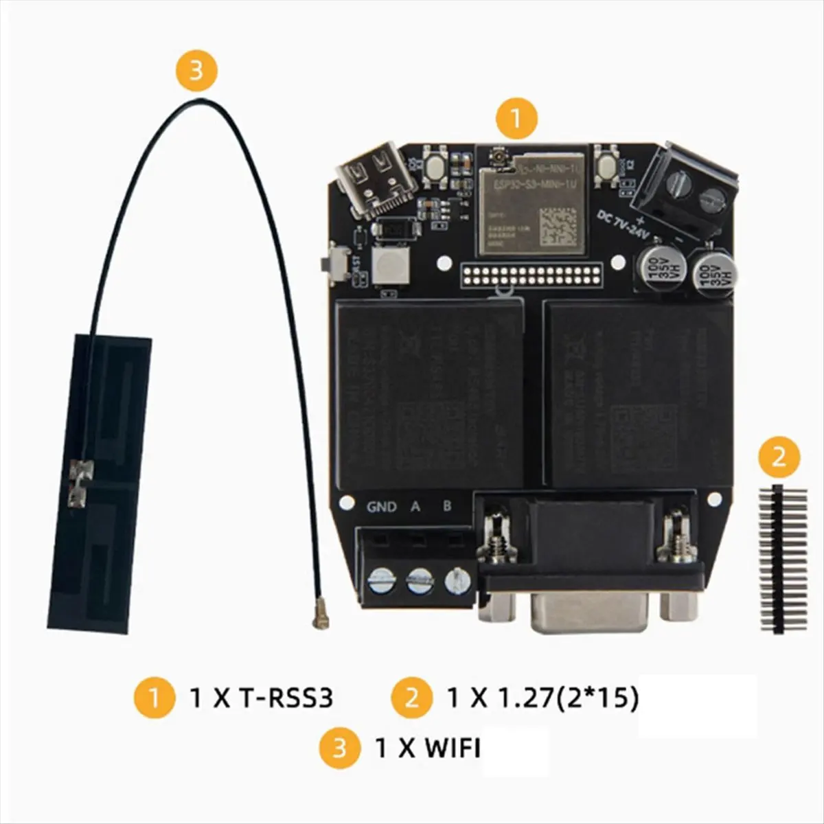 SWXF T-RSS3 ESP32-S3 مجلس التنمية RS232 RS485 5 فولت وحدة على متن WS2812 واي فاي Bluetooth5.0 أنواع C RSM232MT5V RSM485MT5V