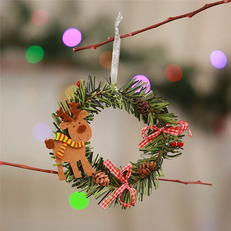 AA80-إكليل عيد الميلاد ديكور عيد الميلاد جارلاند الديكور عيد الميلاد ثلج-باب معلق مخاريط الصنوبر