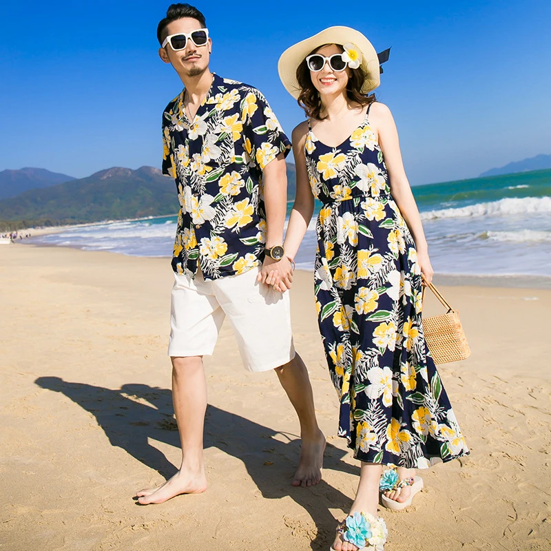 New Family Matching Outfits Mother-daughter Floral Slip Dress Father-son T-shirts And Shorts Suit Beach Vacation Couple Wear