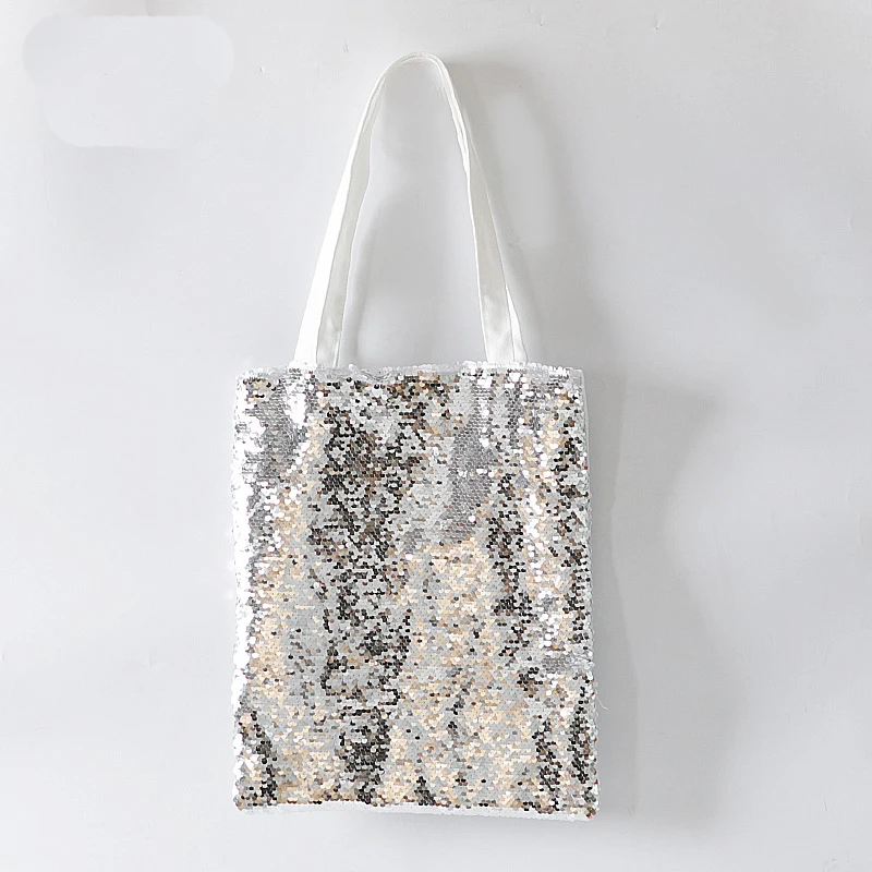 10pcs/lot Blank Sublimation Sequin Canvas Bling Bag For Sublimation INK Heat Transfer Printing Gift