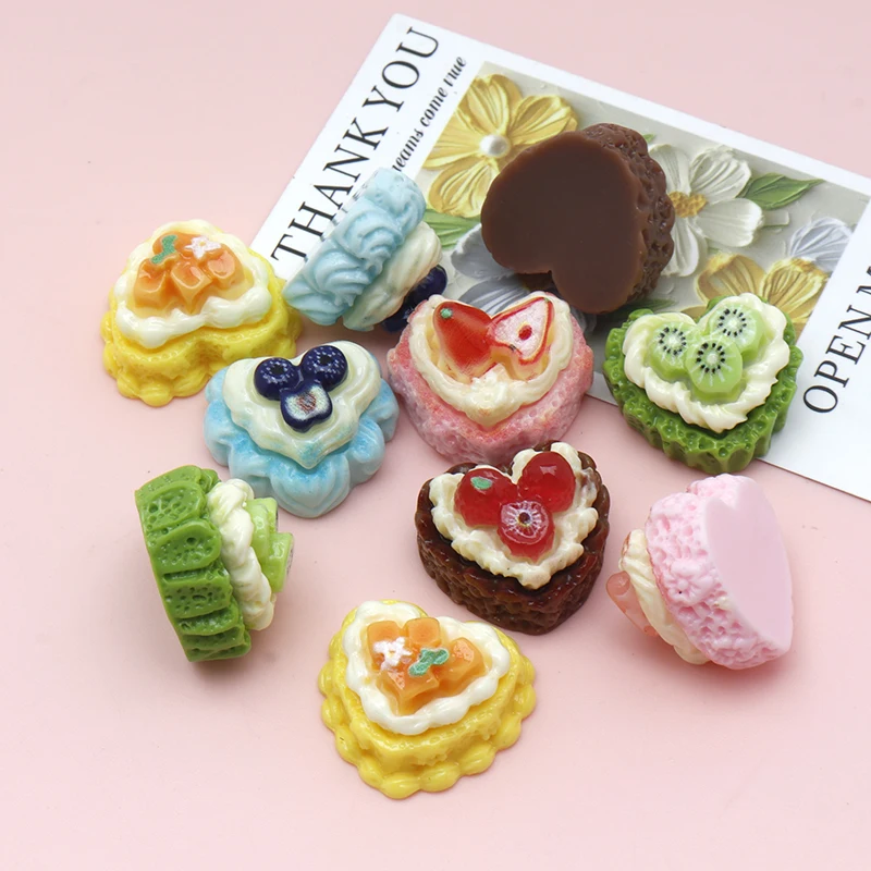 10/100PCS Kawaii Simulated Fruit Cream Cake Flatback Resin Cabochon Scrapbooking Dollhouse DIY Charms Crafts Accessories