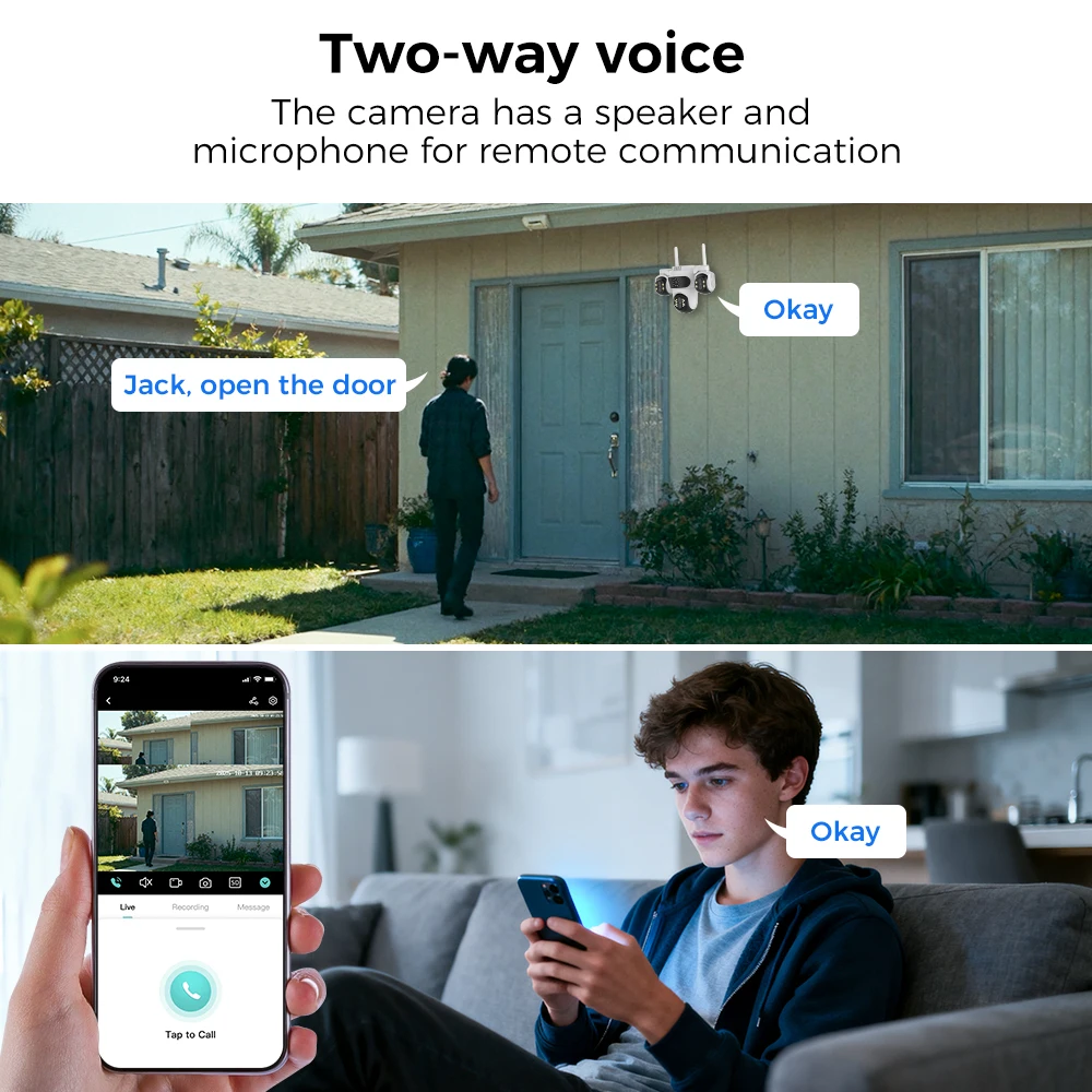 Hiseeu IP-Kamera, drei Objektive, 4-fach Zoom, WiFi, PTZ-Kamera, für den Außenbereich, wasserdicht, 3 MP, Auto-Tracking, CCTV-Sicherheitsüberwachungskamera iCsee