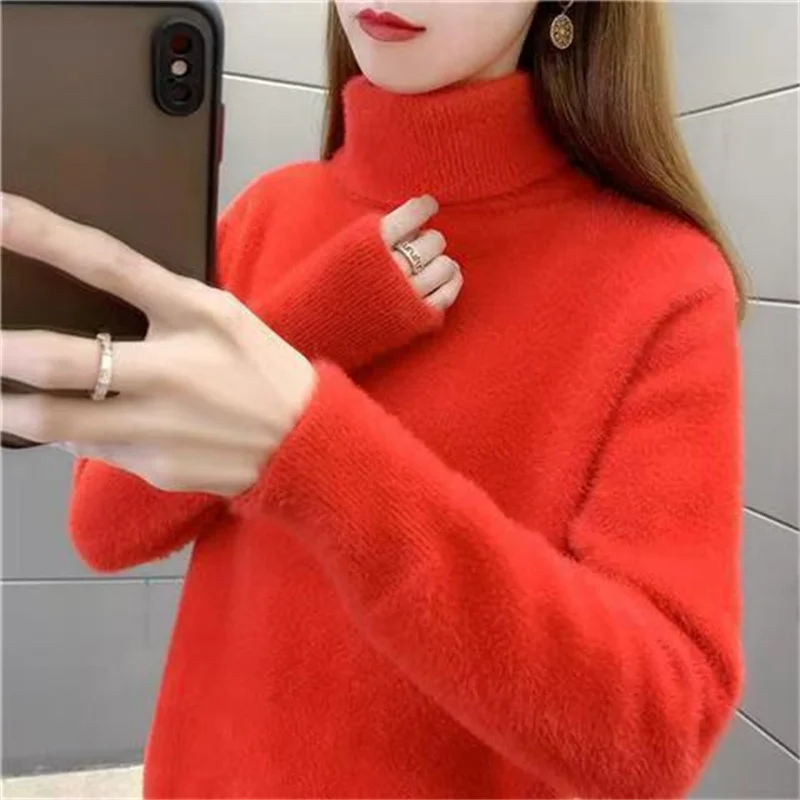 Suéter de Punto para Mujer Dongguan Daliang, Calidad Premium, Nuevo, de Chaoan, Cuello Alto, Manga Larga, Moda Otoñal