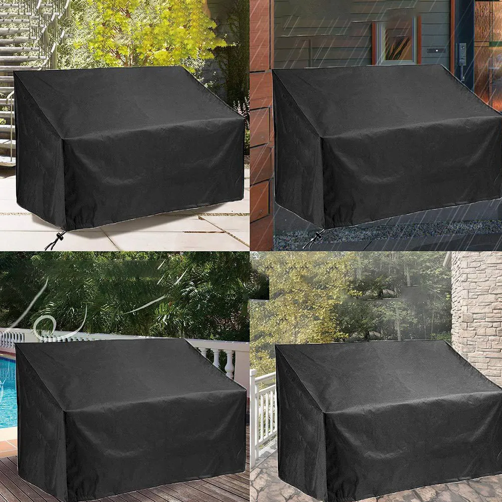 1Pcs Black Oxford Cloth Garden Bench Cover Waterproof Dustproof Outdoor Protective Shield Uv Sun Snow Weather Resistant