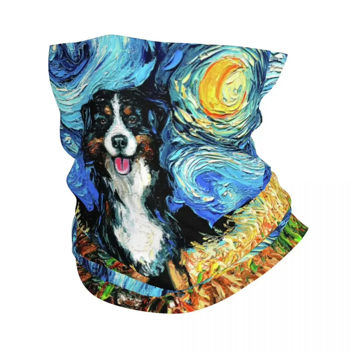 Custom Starry Night Bernese Mountain Dog Neck Gaiter Women Men UV Protection Winter Pet Puppy Bandana Scarf for Ski