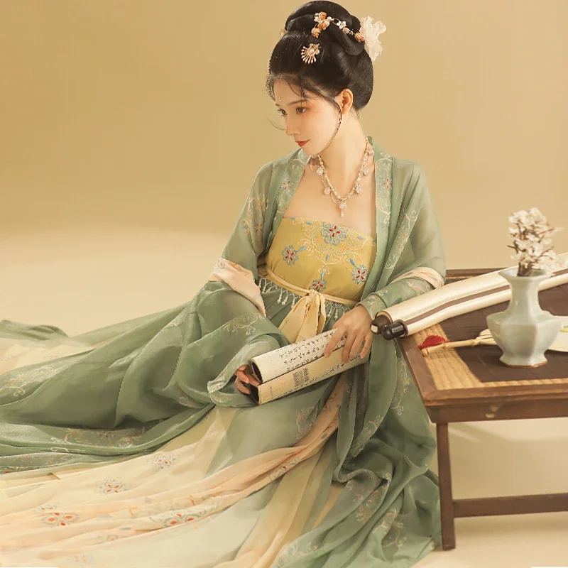 

Original Tang Dynasty Hanfu Dress Women Exquisitely Embroidered Tassel Dress Robe Pibo Princess Dancewear Dress Cosplay Costumes