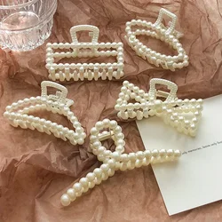 Eleganti perle Perline Forcina per donna Moda geometrica Artiglio per capelli Barrettes Copricapo Equiseto Fermagli per capelli Accessori per granchio