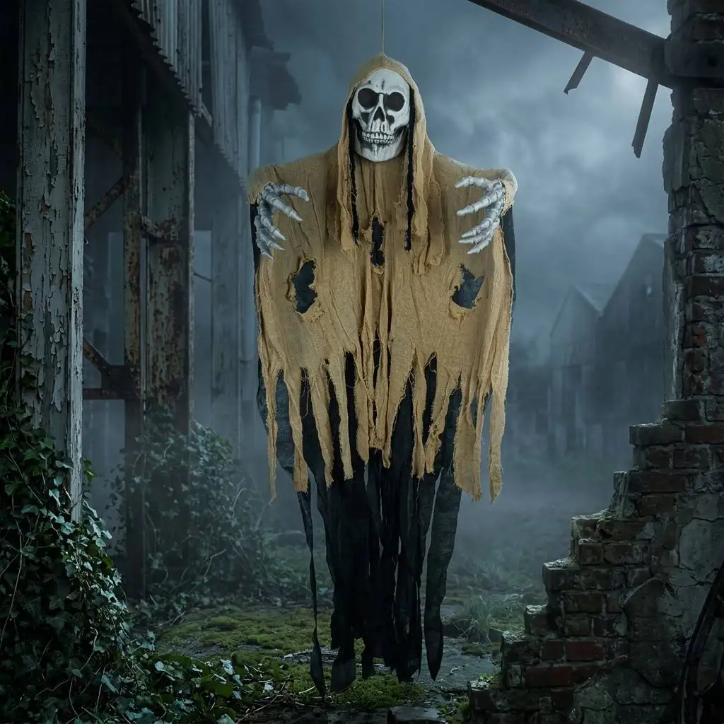 Halloween decorations, ghost hanging horror props, outdoor hanging charms, haunted houses, secret room setups, large skull ghost
