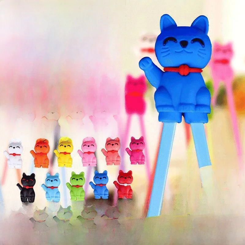 Children's Learning Chopsticks Silicone Double Color  Toy Home Use Silicone Doll Children's Chopsticks Non-fading Summer S...