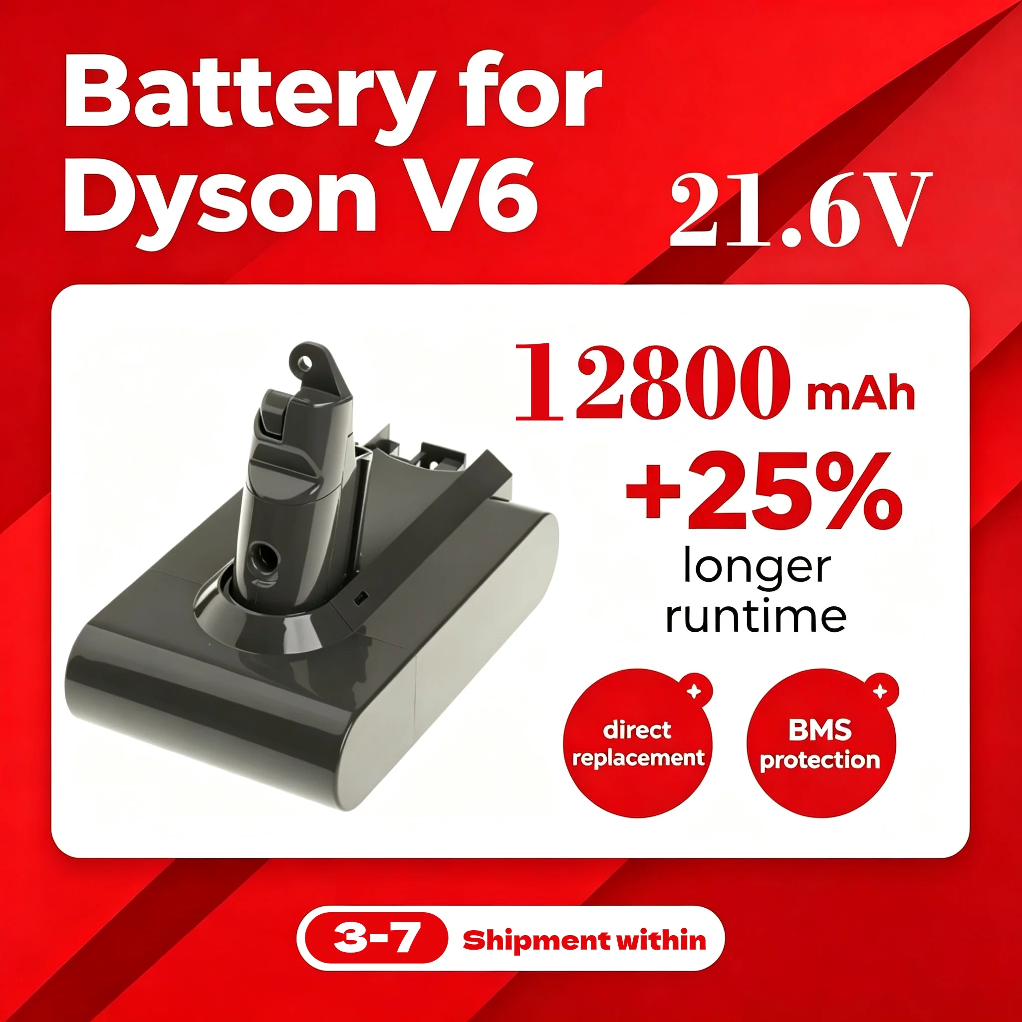 Batterie rechargeable de remplacement pour Dyson V6 SV07 SV09 SV10 DC62 |   Animal Pro absolument moelleux