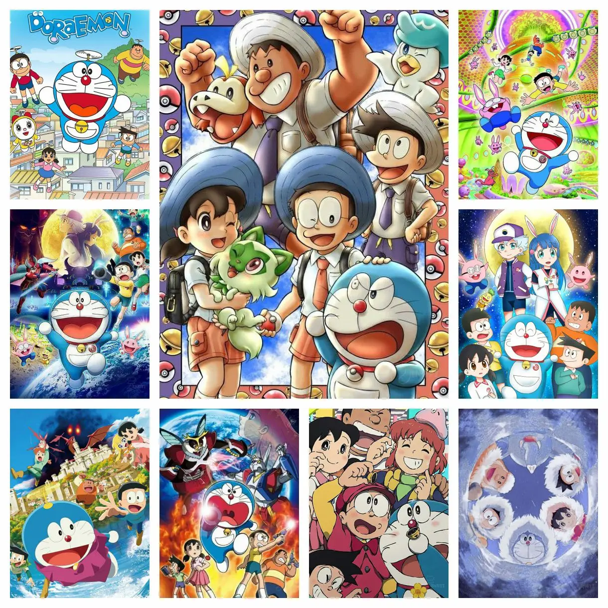 Doraemon Nobita Anime japonés 5D DIY Kit de pintura de diamante bordado punto de cruz hecho a mano regalo artesanías decoración del hogar