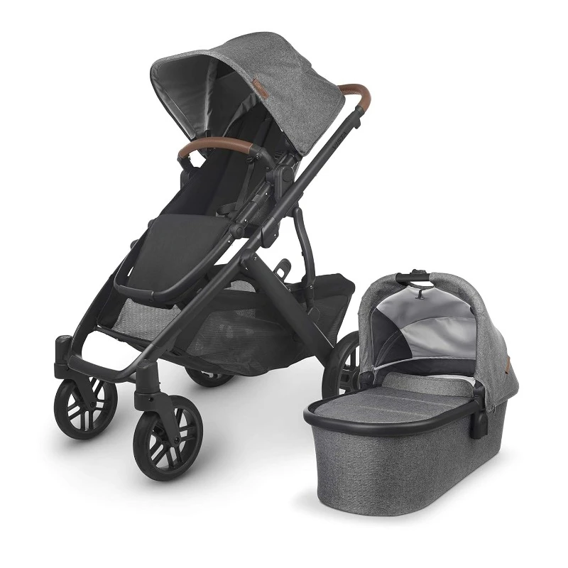 Vista V2 Stroller / Convertible Single ain Shield, Bag Included / Greyson (Charcoal Mélange/Carbon Frame/Saddle Leather)