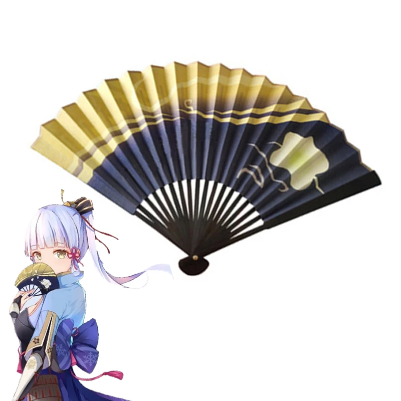 Genshin Impact Kamisato Ayaka Cosplay puntelli Princess Egret Cosplay Fan lunghezza 28cm larghezza aperta 47cm ventaglio pieghevole in carta Anime