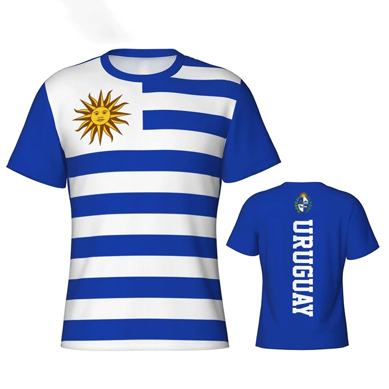 The RepublicOf Uruguay Flag Map 3D Print T Shirt Uruguay Coat Of Arms Graphic T-shirts Vintage Short Sleeves Mens Clothing Tops