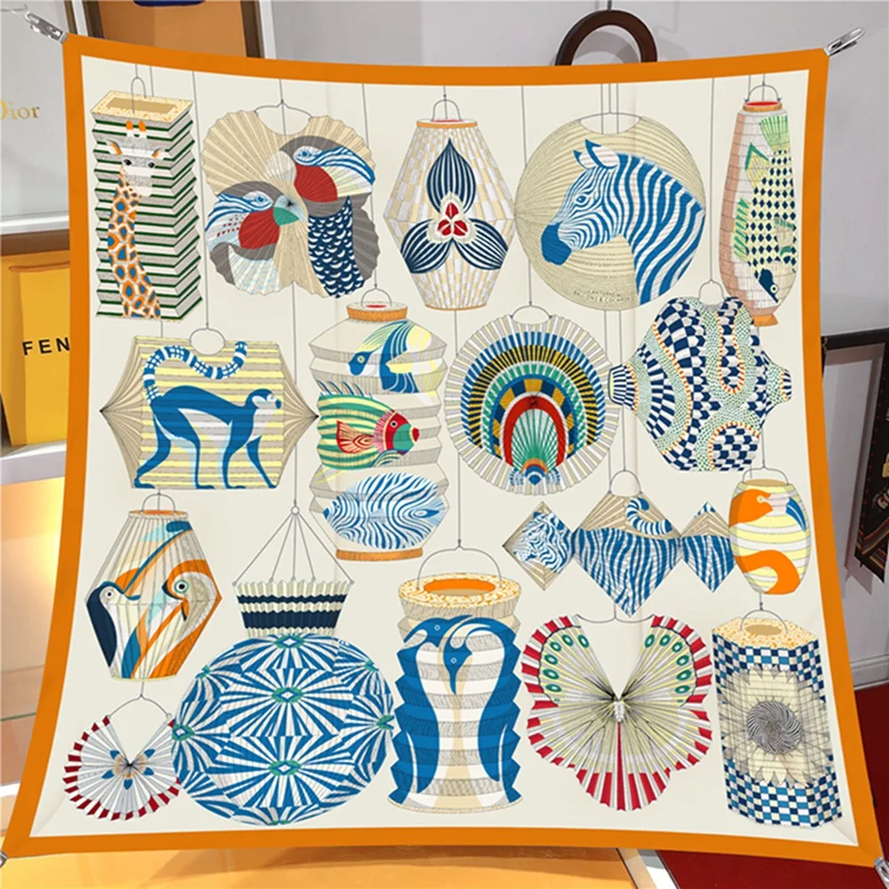 

New 90cm Square Scarf Machine Crimping Digital Penetration Printing Women's Headscarf Versatile Shawl Large Square