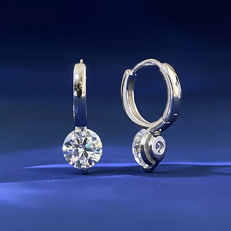 Best-selling durable light luxury earrings for women, thickened PT950 platinum base firmly lock 2 carat moissanite stone