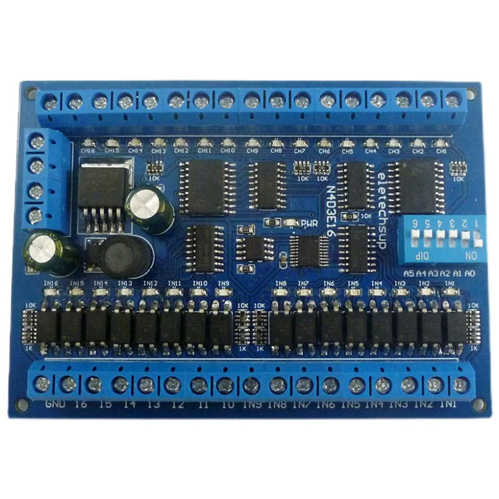 AT87-DC 12V 24V 16 Input 16 Output RS485 Remote Control Switch PLC IO Expansion Board Modbus RTU Module, Only Board