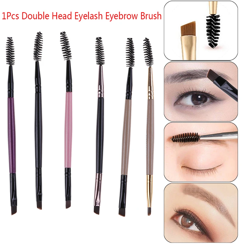 1Pc Eyelash Eyebrow Brush Double Head Brush Eyelash Eyebrow Cosmetics Beauty Tools Professional Beveled Spiral Brush