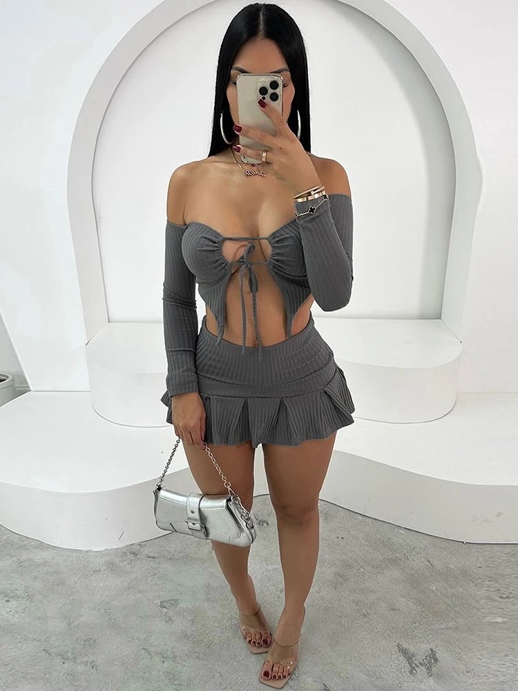 

Jusahy Autumn Release Junior Above Knee Mini Sexy High Street Skirt Suit M24S62231 Girl Slim Solid Cleavage Backless Skirt Suit