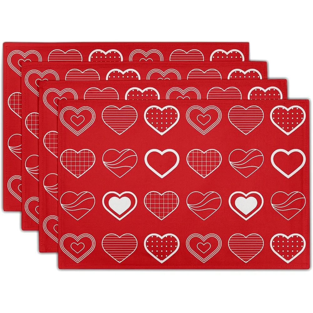 

Valentines Day Placemats Valentine's Place Mats for Dining Table Kitchen Easy to Clean, 30x40cm